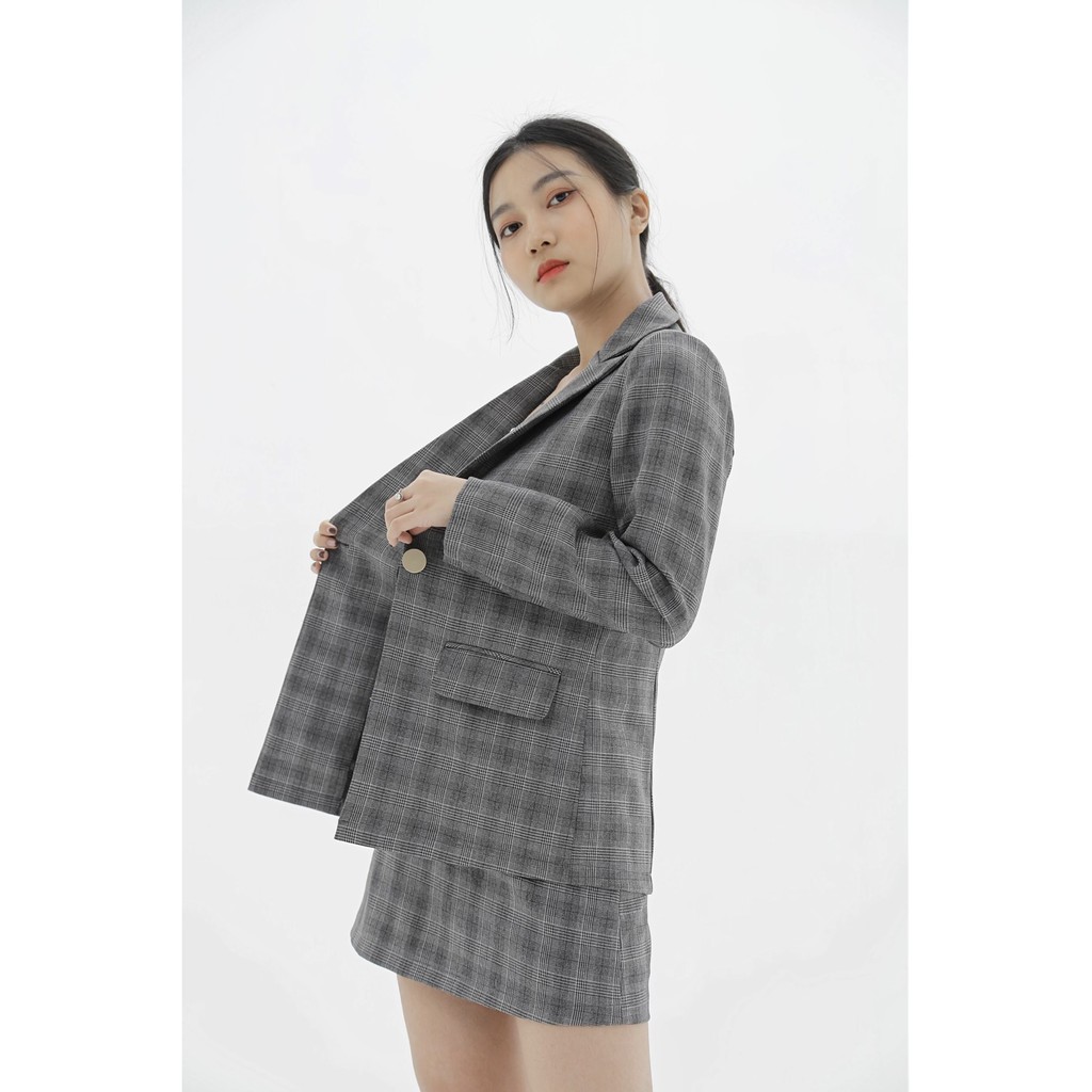 ÁO KHOÁC NỮ CARO XÁM ĐEN tới từ KHÀN phong cách Hàn Quốc, thanh lịch, sang chảnh, thời trang công sở (có ảnh thật) | BigBuy360 - bigbuy360.vn