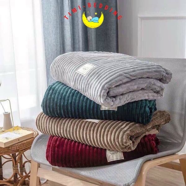 Chăn lông tuyết kẻ tăm cao cấp, nhập khẩu kích thước 2x2,3m – Mền lông tuyết - Timibedding