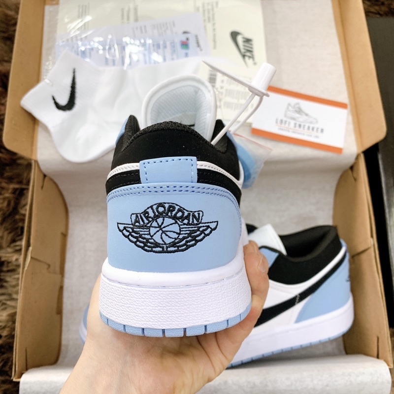 (VIDEO THẬT) Giày Jordan blue cổ thấp  ❤️tặng kèm dây❤️ giày thể thao nam nữ sneaker jd 1 xanh dương hàng 11 full box