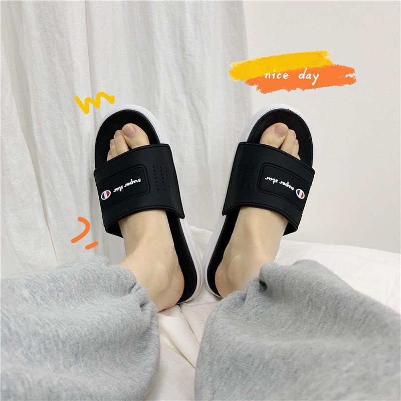 Dép lê đôi logo phong cách Ulzzang