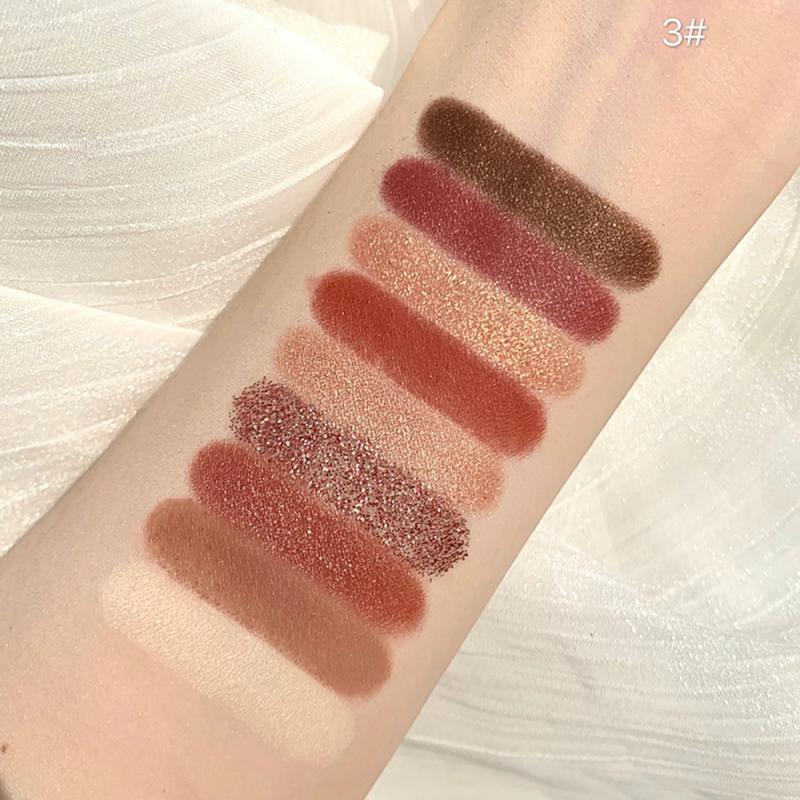 Nine Color Eyeshadow Screen Red Ins Durable Without Makeup, No Fly Powder, Earth Color Eye Shadow / Net Red The Same Trend, Big Flash, Matte Pearl Light Polarized Eye Shadow Powder, Waterproof Monochrome Sequins.