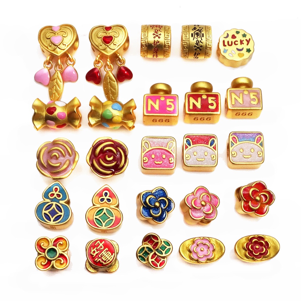 Vòng Tay Dây Xỏ Hạt Charm Mặt Hình Thỏ / Hoa Màu Sắc Ngọt Ngào