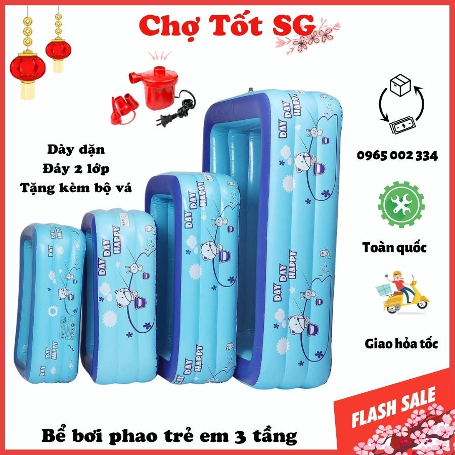 ✔️ Bể Bơi Phao Trong Nhà 3 Tầng Cho Trẻ Em, Bể Bơi Cho Bé Dày Dặn, Bền Đẹp, ĐÁY 2 LỚP CHỐNG TRƯỢT [BH 1 Đổi 1]