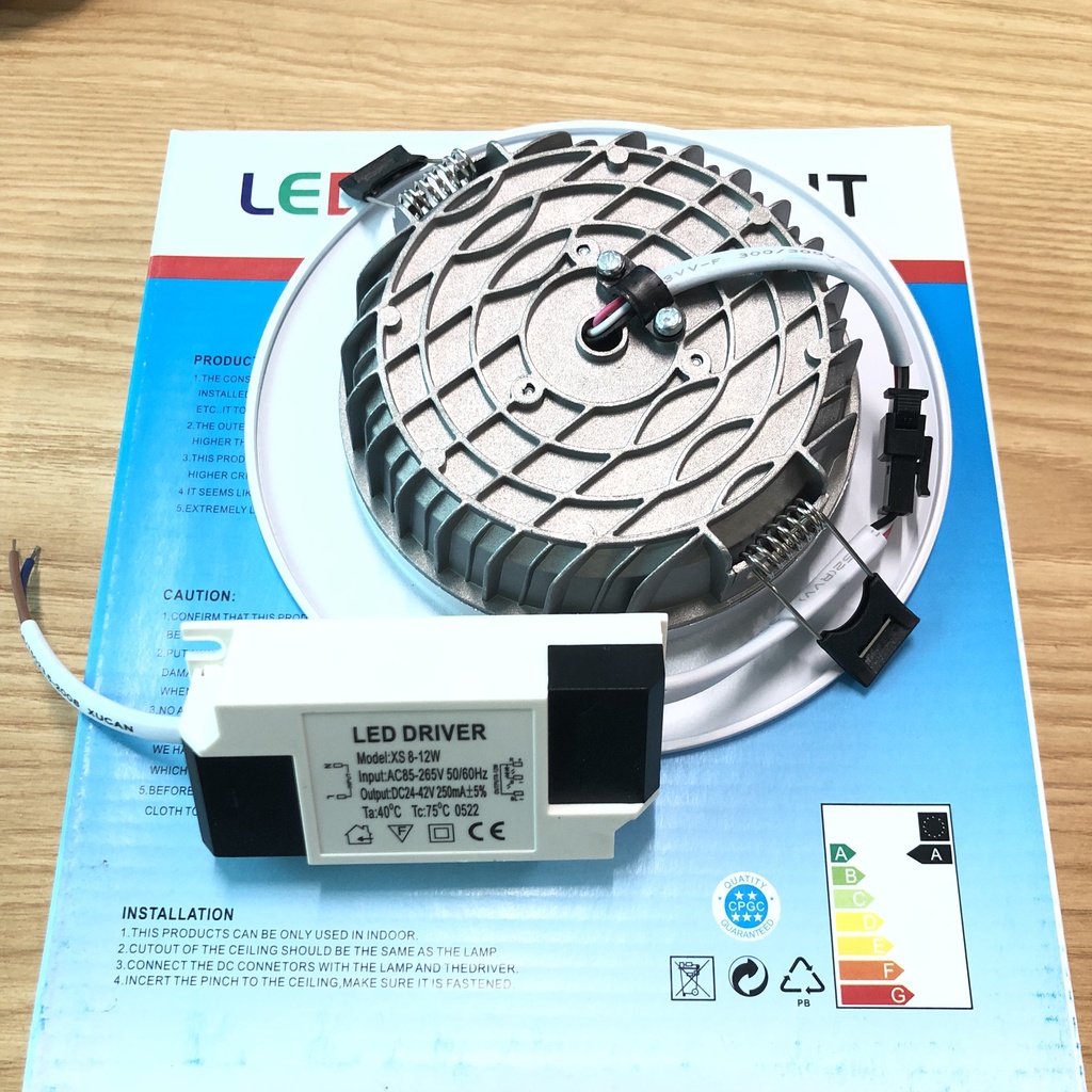 Đèn led âm trần 3 Chế độ màu 9w viền Bạc lỗ khoét 110 - Bảo Hành 12 tháng