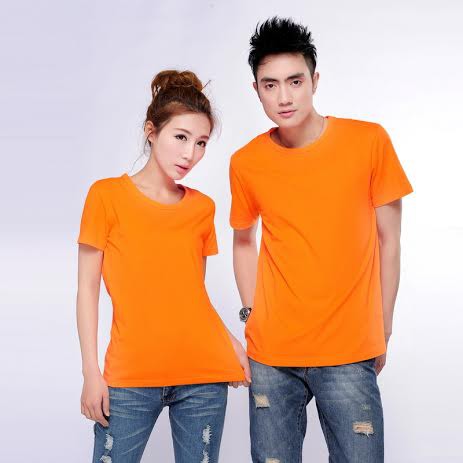 ÁO THUN TRƠN CỔ TRÒN MÀU CAM TAY NGẮN NAM NỮ ( CÓ CẢ SIZE EM BÉ ) QQ1G4