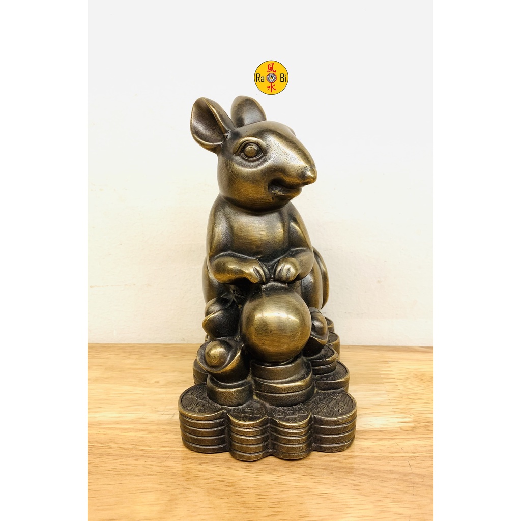 Chuột ngồi Vàng - Tí Đắc Lộc - Tượng Đồng Phong Thủy 12 Con Giáp