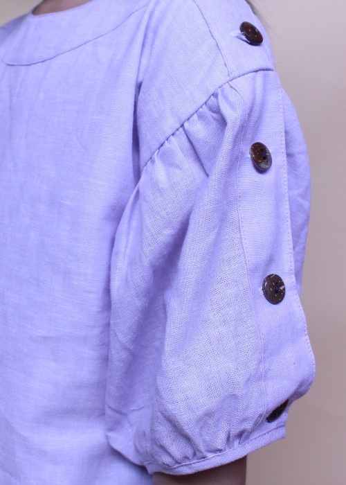 Đầm bé gái chất liệu linen tay cài thời trang Jadiny màu tím