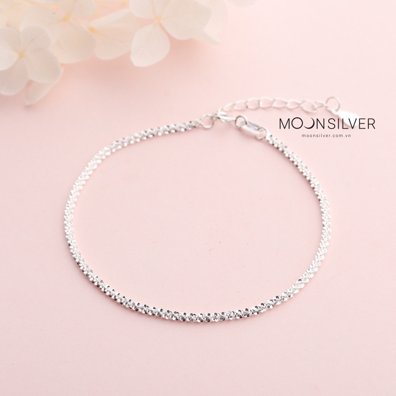 Lắc tay bạc lấp lánh Moonsilver, vòng tay bạc nữ thiết kế đơn giản bling bling