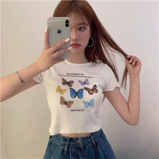 Áo CropTop Lụa Bướm bướm💯