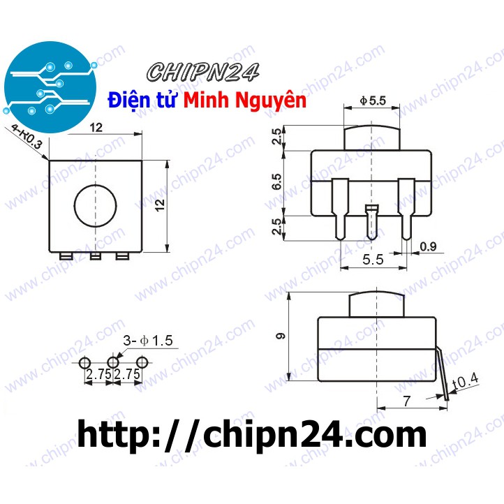 [3 CÁI] Công tắc đèn pin 3P 223YD