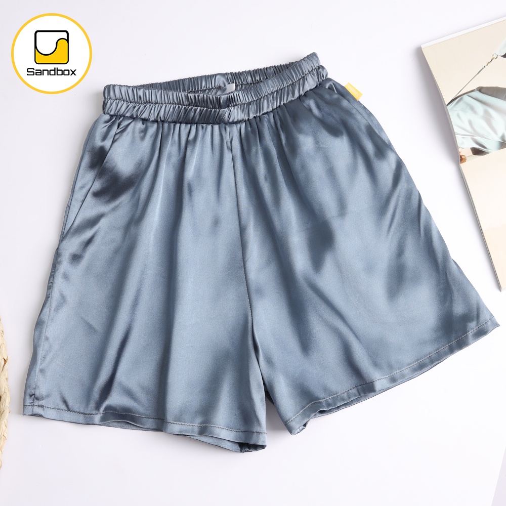 Quần Short Nữ SANDBOX Lụa Satin Cao Cấp Mềm Mịn,Thoáng Mát, Form Rộng