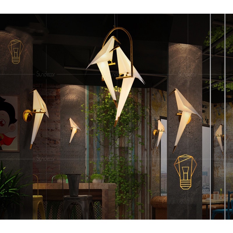 Đèn thả trang trí Energy Green Lighting hiện đại hình chim cao cấp phong cách Origami ( 2 chim )
