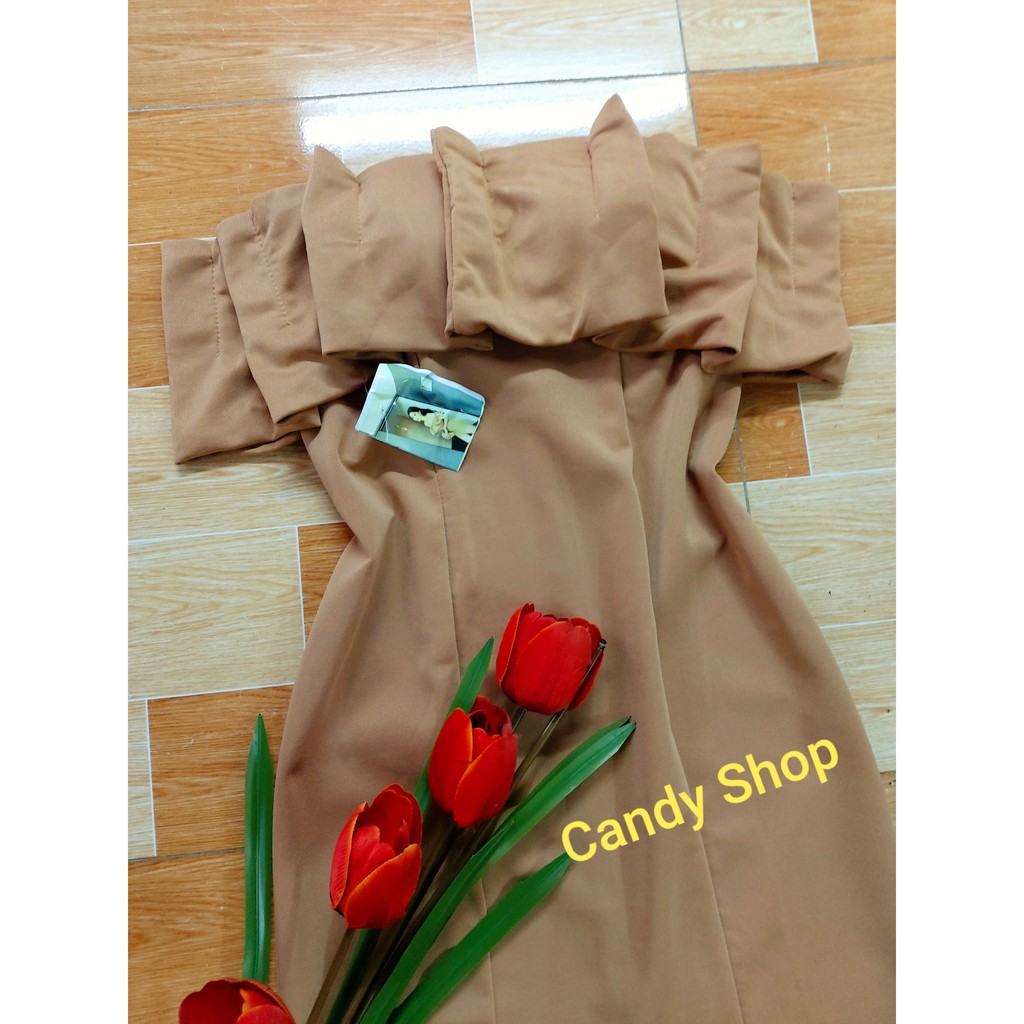 Đầm body hotgirl trễ vai xếp ly kèm mút + Ảnh thật | BigBuy360 - bigbuy360.vn