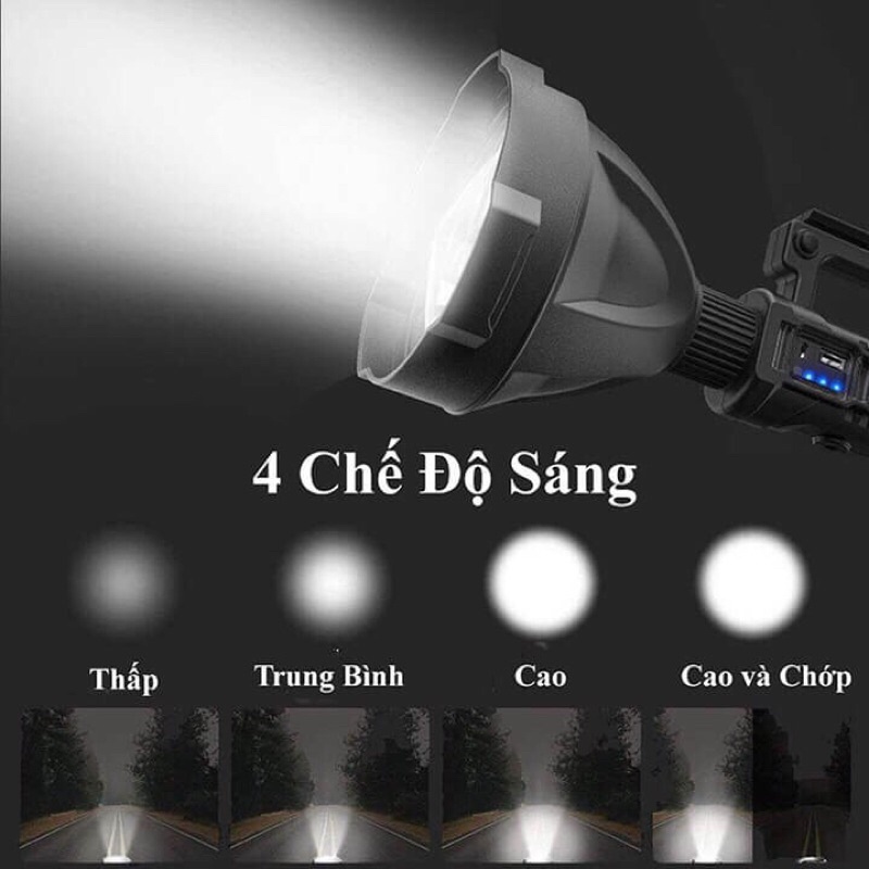 Đèn pin cầm tay cỡ lớn ⭐ Đèn pin cầm tay W591 siêu sáng  ⭐ chiếu xa trên 500m, có chân đế chống nước, pin cực trâu