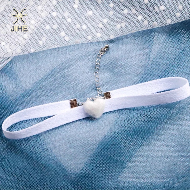 【JIHE】Vòng Cổ Choker Màu Trắng Phối Ren Phong Cách Nhật Hàn Thời Trang