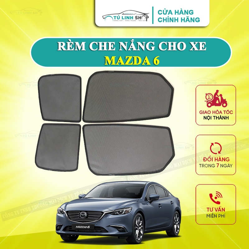 Rèm che nắng nam châm cho xe  Mazda 6, bộ 4 tấm cho 4 cửa, hàng loại 1 cao cấp nhất, vừa khít kính