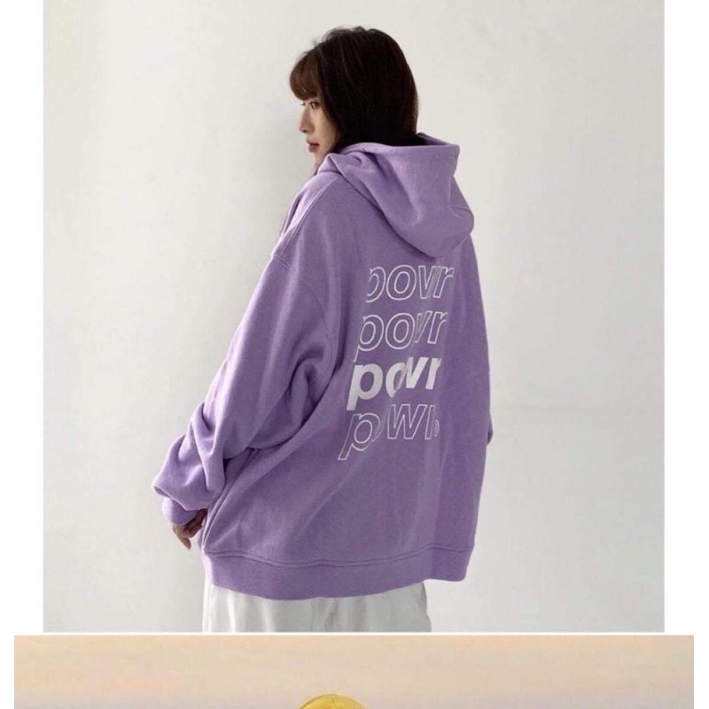 Áo Khoác Nữ Fomr Rộng Hàn Quốc, Áo Hoodie Nữ Form Rộng Có Dây Kéo Đi Học Powr