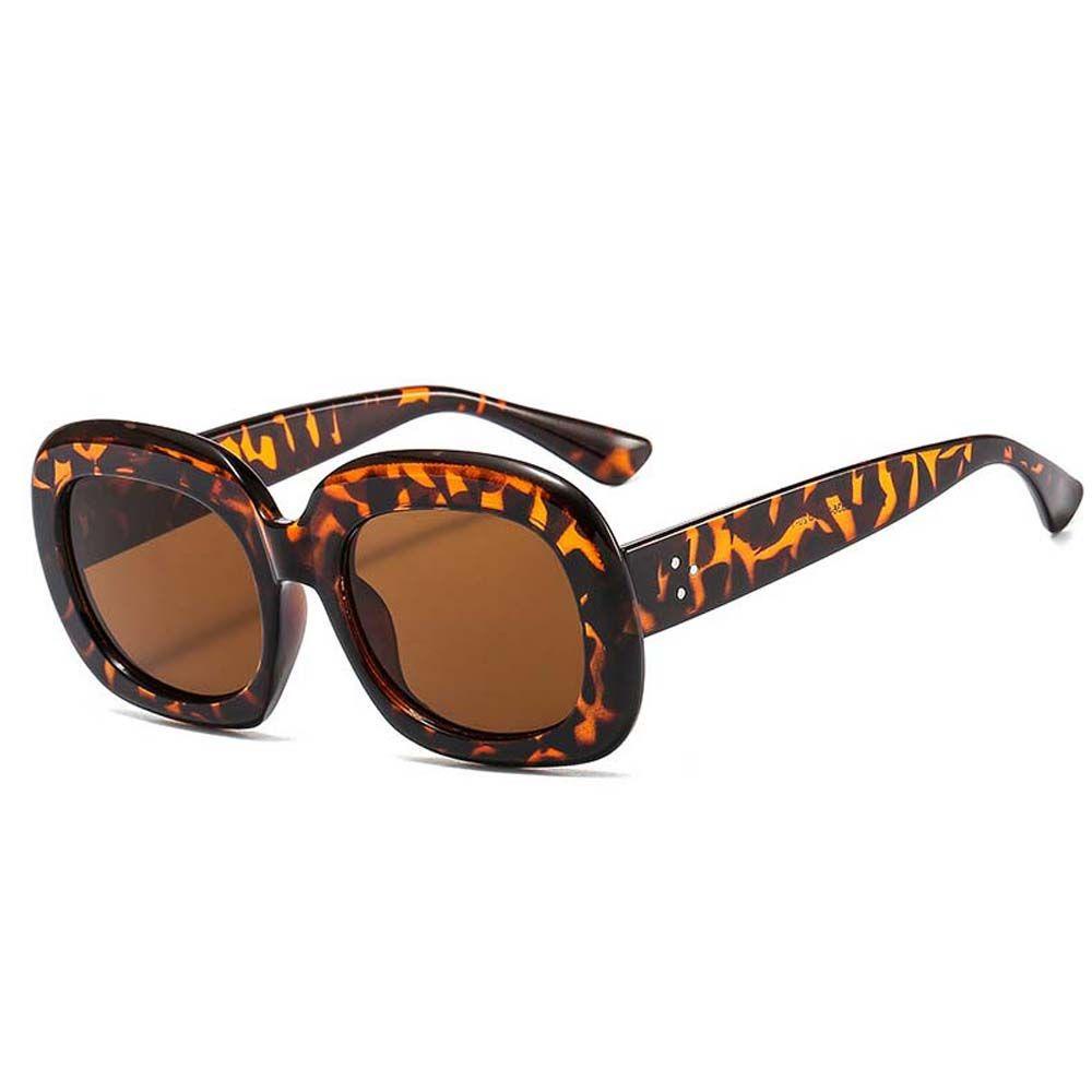 Kính Mát Gọng Oval Màu Đen In Họa Tiết Da Báo Phong Cách Hàn Quốc Sang Trọng Thời Trang Cho Nữ