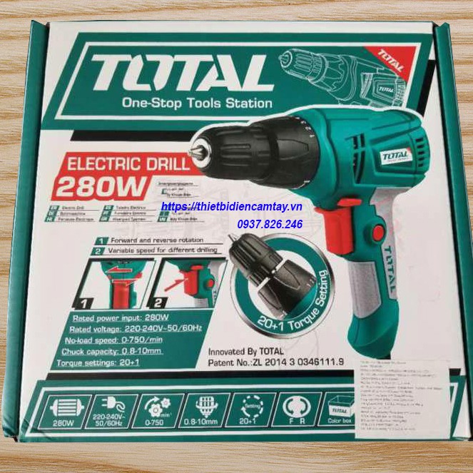 Máy khoan vặn vít cầm tay TOTAL TD502106 280W 10mm