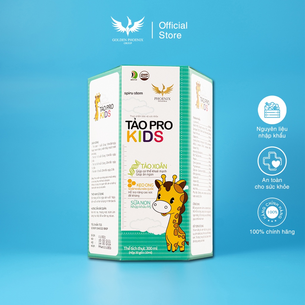Siro ăn ngon cho bé Tảo Pro Kids giúp bé ăn ngon ngủ ngon tăng sức đề kháng