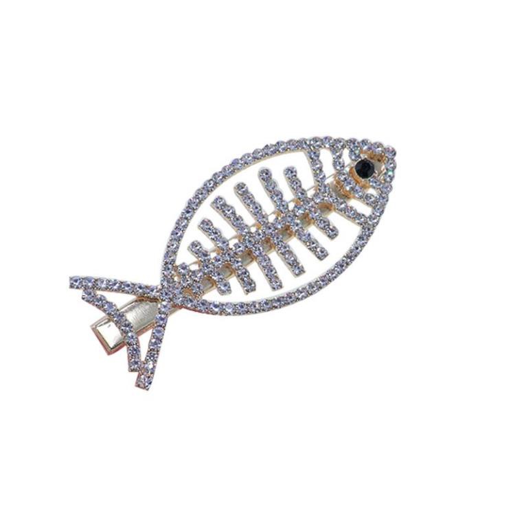 Kẹp Tóc Mái GALANO Kẹp Tóc Hàn Quốc Kim Loại Đính Đá Hình Con Cá Xinh Xắn FA-001278