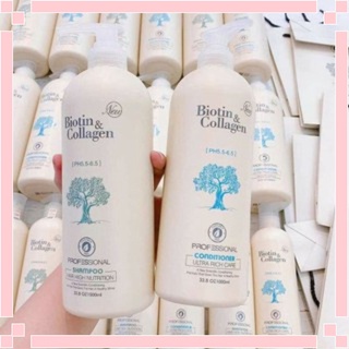 Cặp Dầu Gội Xả Biotin Collagen Trắng Giảm Rụng Tóc, Kích Mọc Tóc, Phục Hồi Tóc Khô Xơ [Trợ Giá]