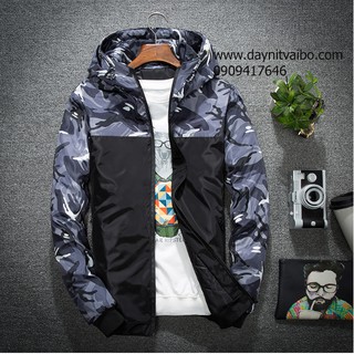 Áo khoác  vải dù 2 lớp màu rằn ri phối thời trang chất chơi nam nữ