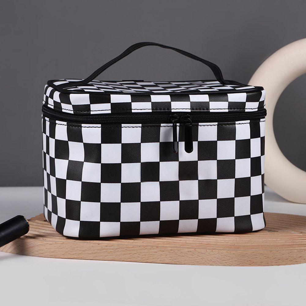 Túi Đựng Mỹ Phẩm Đa Năng Chống Thấm Nước Có Khóa Kéo Họa Tiết Kẻ Sọc Hợp Thời Trang Cho Nữ