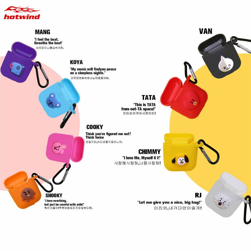 Vỏ bọc hộp sạc tai nghe AirPods hình biểu tượng hoạt hình BT21