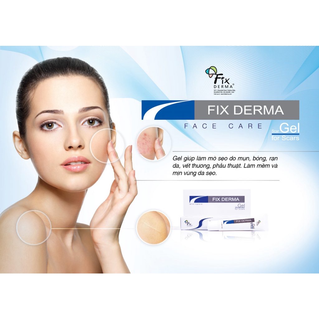 Gel làm mờ sẹo Fixderma Scar Gel làm mờ sẹo do mụn, bỏng, rạn da, vết thương, phẫu thuật.