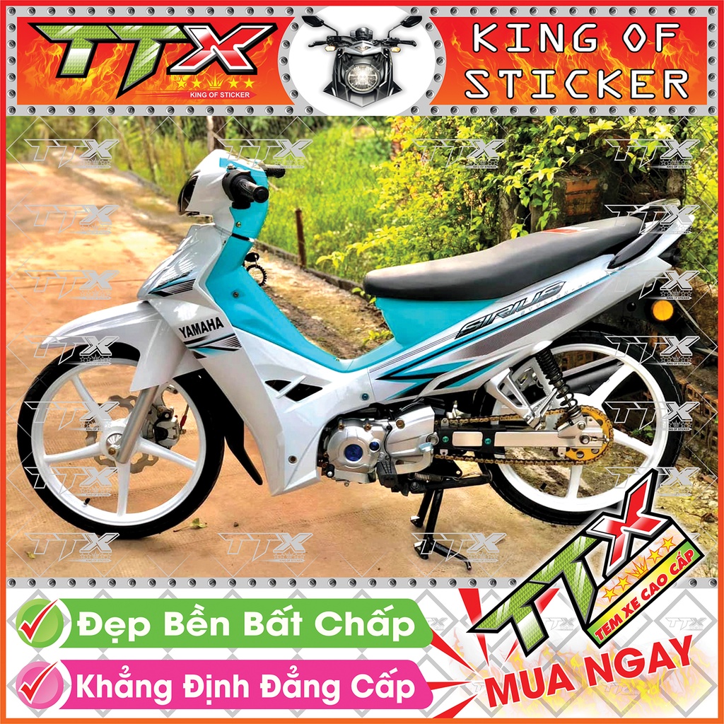 Tem xe sirius chỉ xanh , Team phụ kiện sirius trắng màu xanh siêu đẹp , Shop TTX Tem rời sirius mã (S0045/A3)