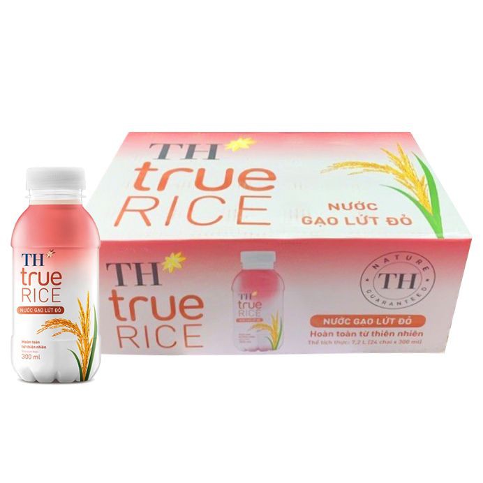 Thùng 12 Chai Nước Gạo Lứt Đỏ TH True Rice 300ml/Chai