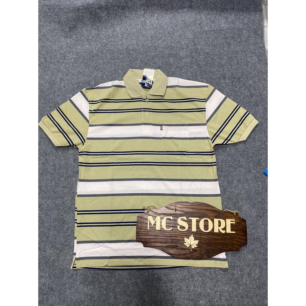[FreeShip]Áo Thun Nam Polo Kẻ Ngang Thun Cotton Có Túi  Vải Dày Cao Cấp