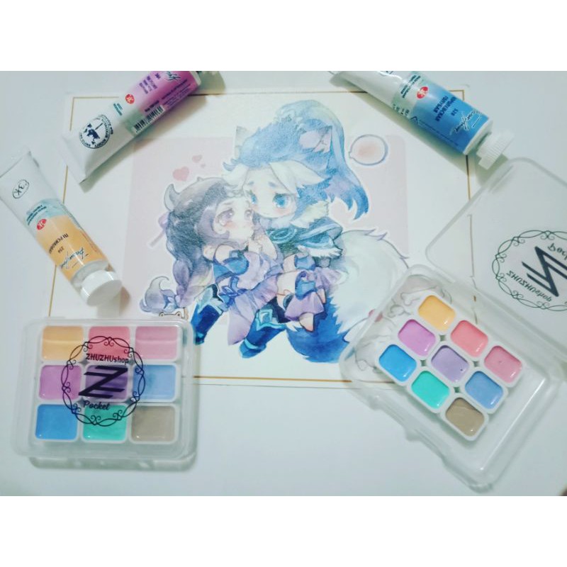 Pocket màu nước 9 màu pastel White Nights mới