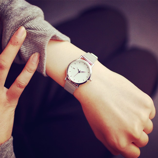 Đồng hồ đeo tay nữ JIS dây kim loại mặt tròn