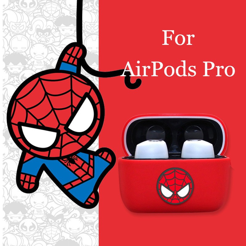 Ốp bảo vệ Airpods Pro silicone phiên bản có Logo Marvel, DC và Móc Khoá