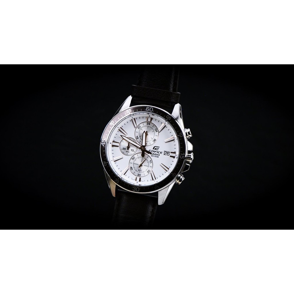 ĐỒNG HỒ NAM CASIO EFR-546L-7AVUDF Dây da - Mặt đồng hồ màu trắng