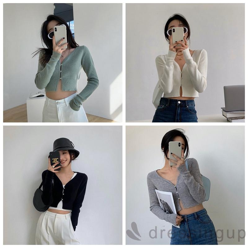 Áo Lửng Tay Dài Màu Trơn Cá Tính Cho Nữ | BigBuy360 - bigbuy360.vn