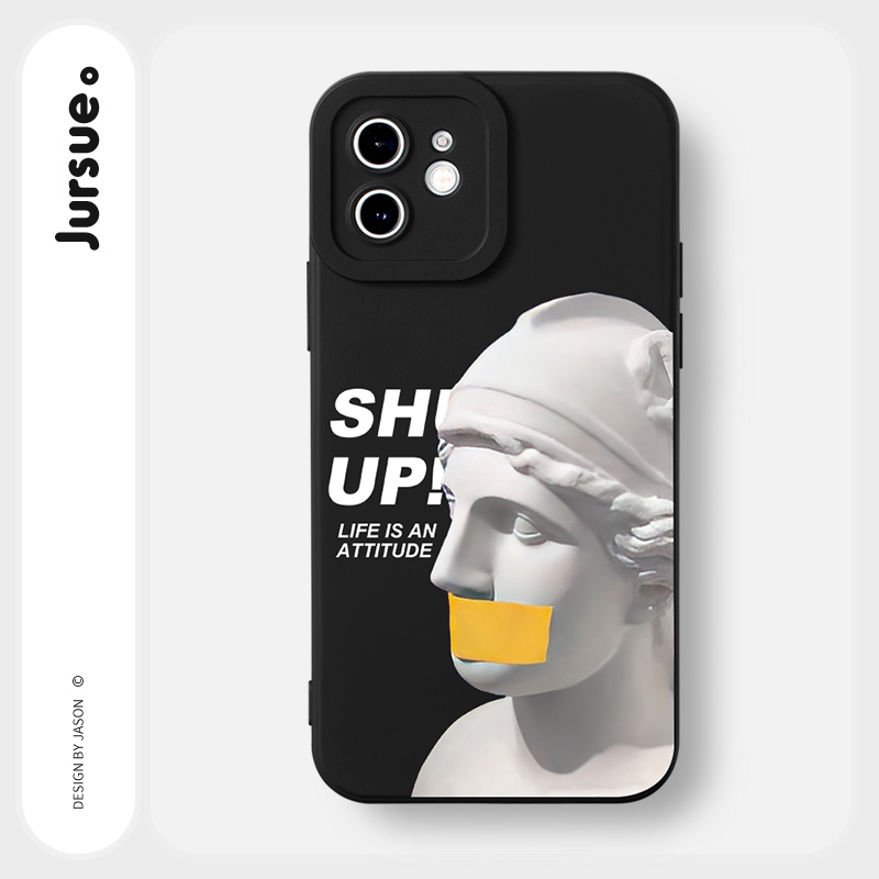Ốp lưng JURSUE mềm chống bẩn hình độc lạ đen Cho iPhone 14 13 12 11 Pro Max SE 2020 X XR XS 8 7 ip 6S 6 Plus Y2142