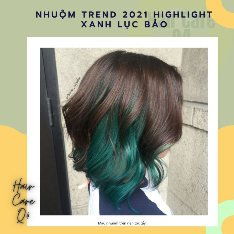 Kem nhuộm tóc thảo dược, nhuộm highlight trend 2020, nhuộm màu xanh lục bảo Ship
