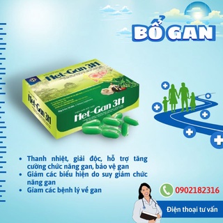 Thực phẩm bảo vệ sức khỏe Het-Gan 3H giúp thanh nhiệt, giải độc, hỗ trợ tăng cường chức năng gan, giúp bảo vệ gan.