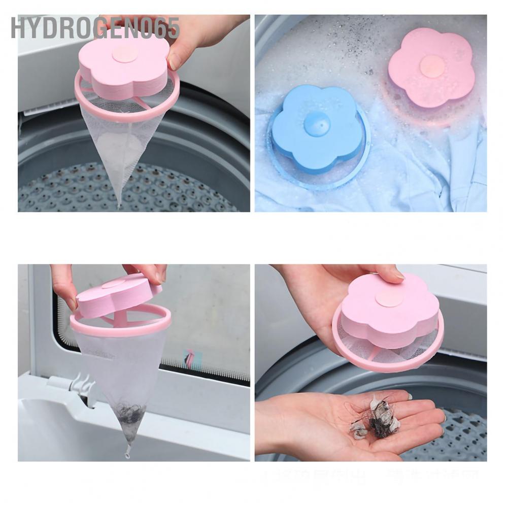 Hydrogen065 Washing Machine Filter Bag Plum Flower Shaped 360 Degree Reusable PP Floating for Laundry