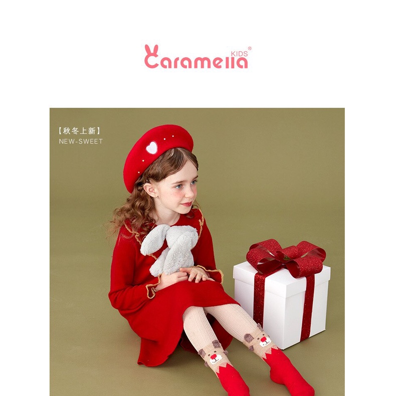 Tất Giáng Sinh Cho Bé Yêu Caramella, Vớ Noel Trẻ Em 4 Đôi Màu Đỏ Kèm Hộp Đựng