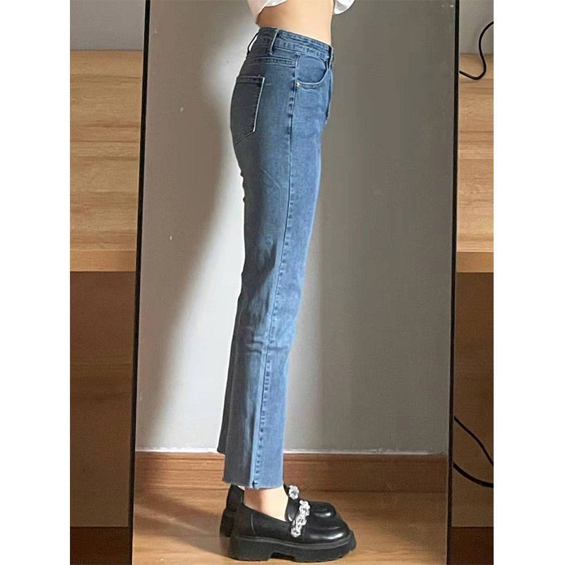 Quần jean ống thẳng lưng cao 9 tấc size lớn mẫu mới 2021 thời trang mùa thu cho nữ