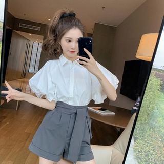 Sơ mi nữ tay ngắn phồng tiểu thư Izze24Shop