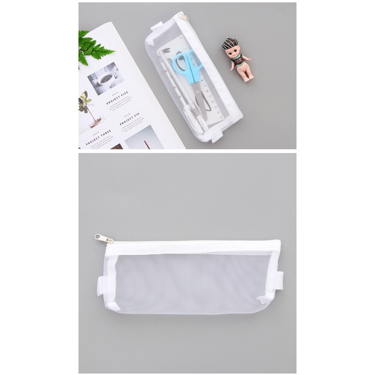 Túi NIKKI đựng đồ dùng học tập bằng lưới xuyên thấu vải nylon thiết kế đơn giản cho học sinh