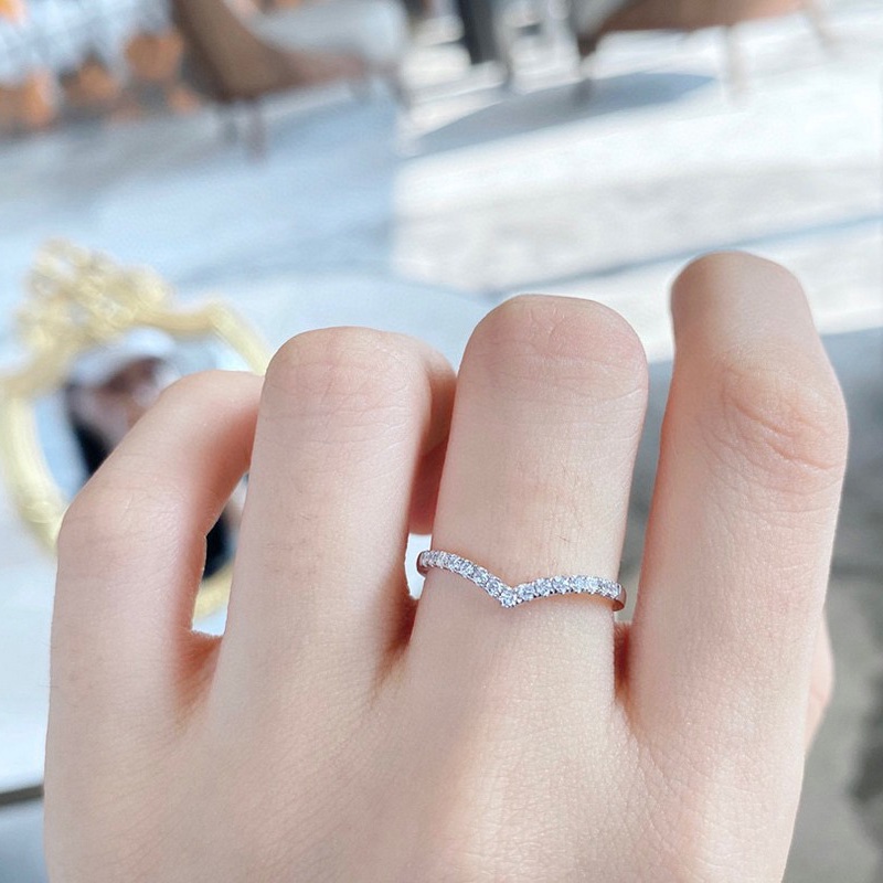 925 Silver Plated Ring With Artificial Diamonds Korean Style Fashion