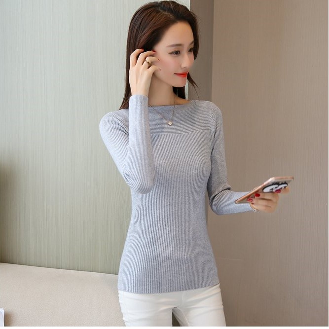 Áo Len Nữ Dài Tay Áo Kiểu Ôm Body Cổ Thuyền Chất Len Tăm Siêu Xinh