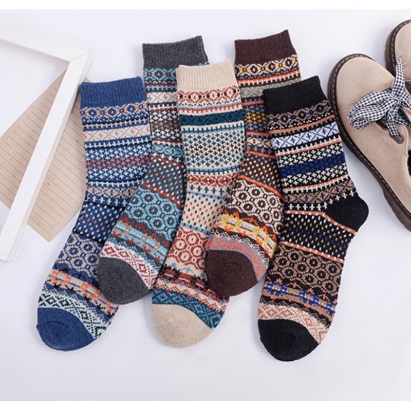 [TonaShoe] Tất Thổ Cẩm Vintage Nam Nữ Hoạ Tiết Sọc M11