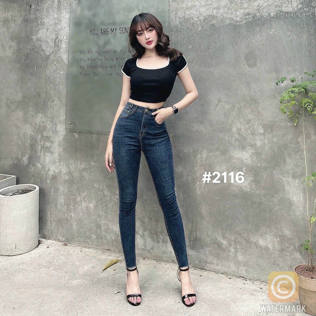 Quần jean nữ lưng cao siêu co giãn bigsize hàng VNXK kiểu quần bò skinny MS2116 thời trang 2KJean